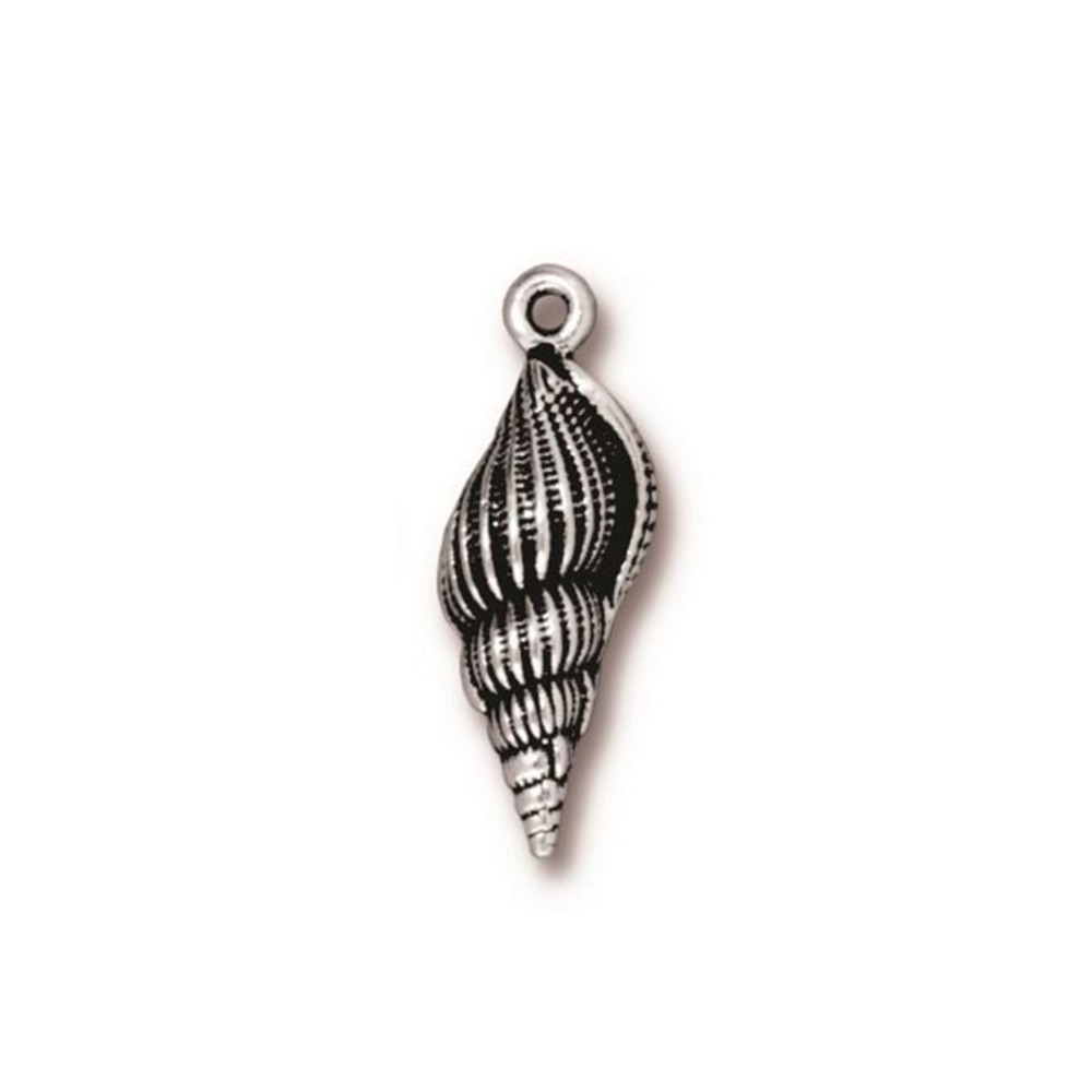 Charms & Solderable Accents Spindle Shell Charm, Silver Plated Pewter, 24mm